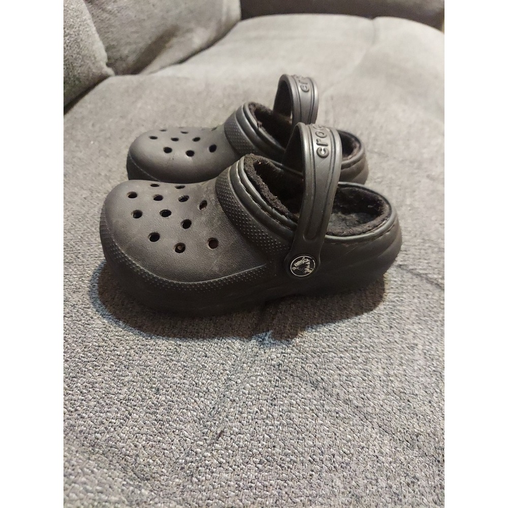 CROCS DUAL COMFORT Lined Size US Kids Sz 9 Light Black - Picture 3 of 9
